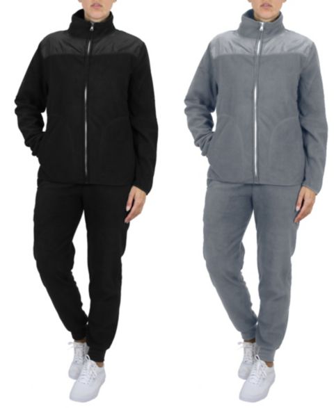 Galaxy By Harvic Women's Polar Fleece Full Matching Sets, Pack of 2, цвет: Чёрный серый