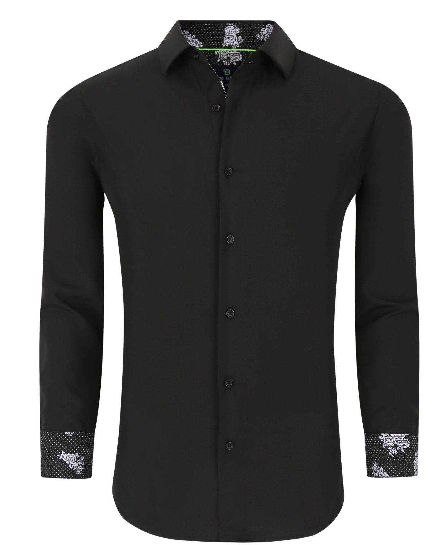 Мужская рубашка Tom Baine Slim Fit Performance Solid Button Down Shirt, цвет: Чёрный однотонный — фото 10