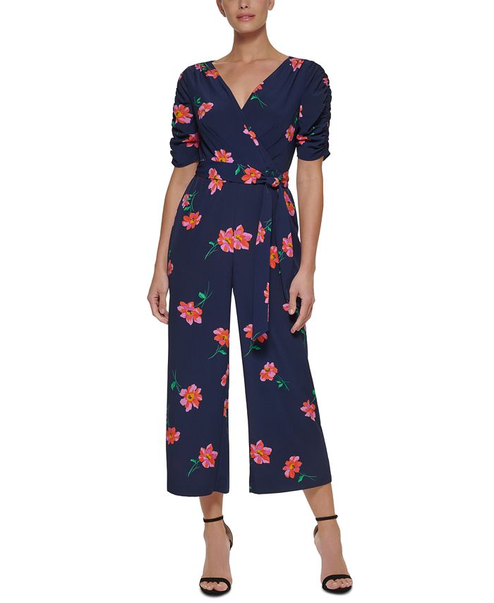 DKNY Ruched Sleeve Jumpsuit - Macy's