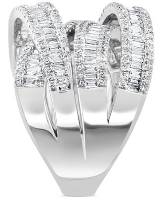 EFFY&reg; Diamond Baguette Crossover Statement Ring (1-5/8 ct. t.w.) in 14k White Gold