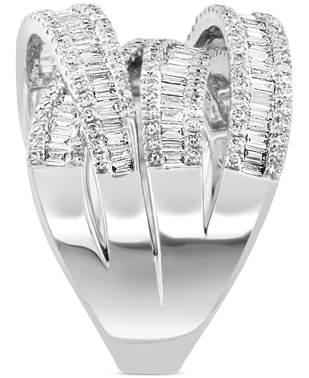 Effy Diamond Baguette Crossover Statement Ring (1-5/8 ct. t.w.) in 14k- White Gold