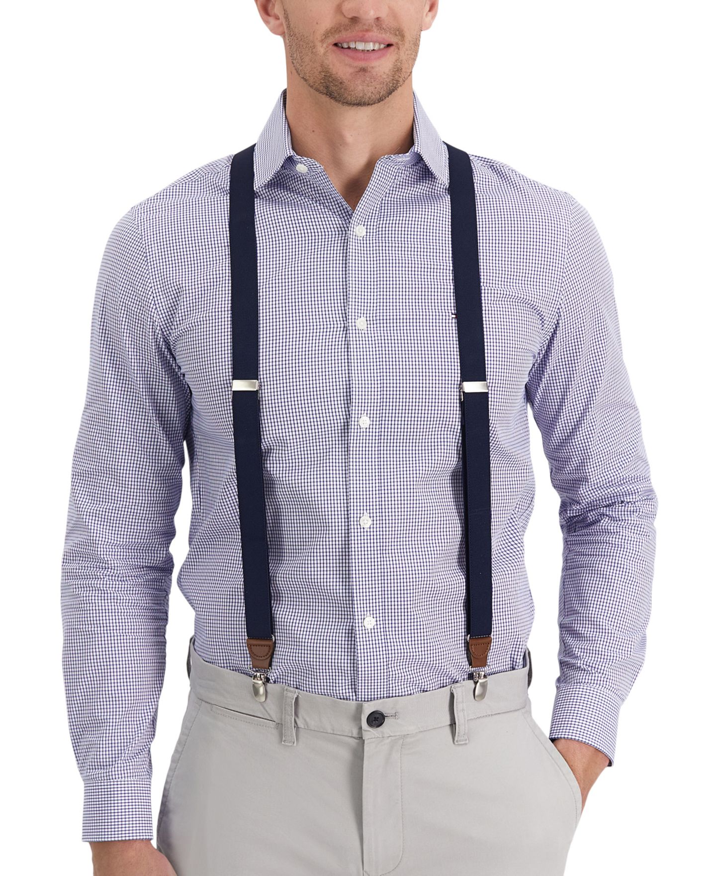 Мужские подтяжки Club Room Solid Suspenders, Created for Macy's", цвет: Тёмно-синий — фото 2