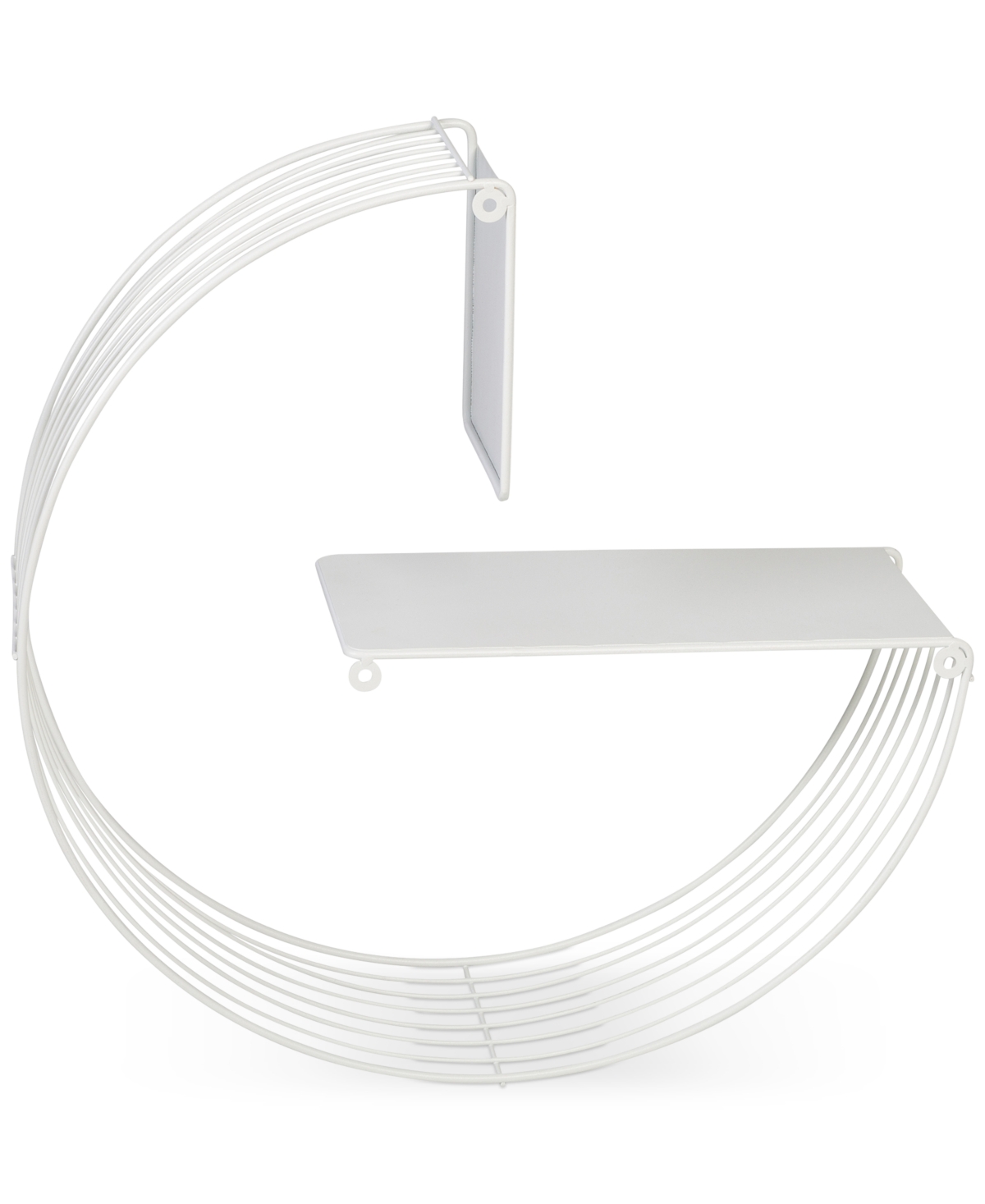 Honey Can Do Floating Circular Decorative Metal Wall Shelf In White