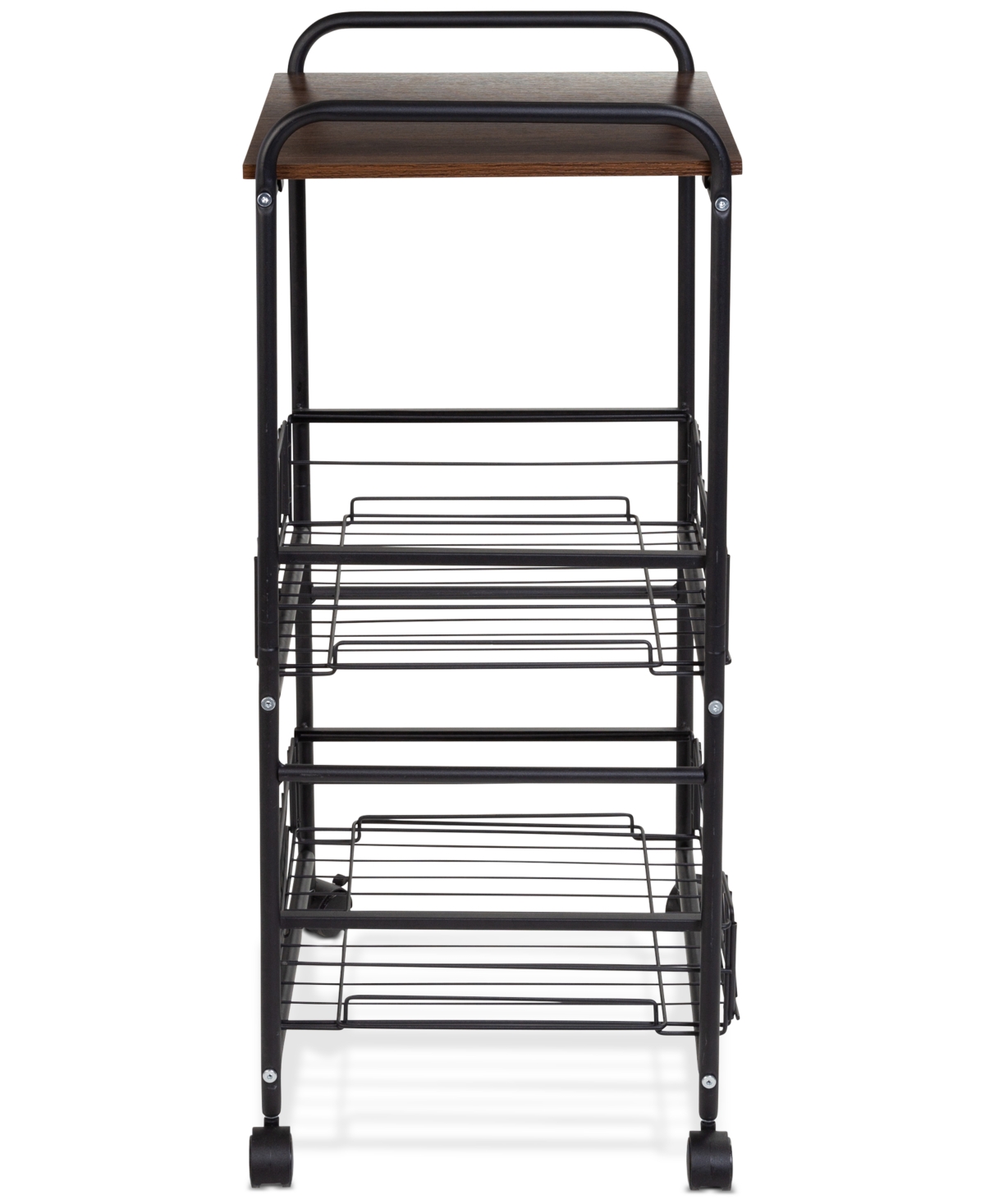 Shop Honey Can Do 3-tier Slim Rolling Cart With Metal Basket Drawers In Black