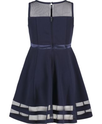 Big Girls Illusion Mesh Bow Front Dress