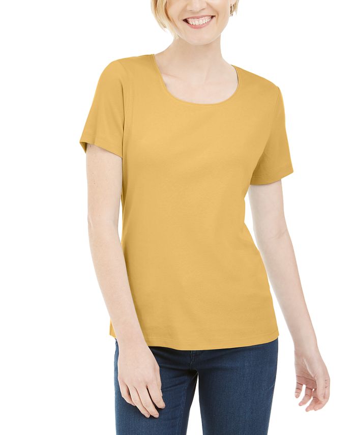 Karen Scott Short Sleeve Scoop Neck Top, Created for Macy's - Macy's