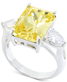 Emerald Cut Crystal Ring in Silver Plate, Gold or Rose Gold Plate, Created for Macy's