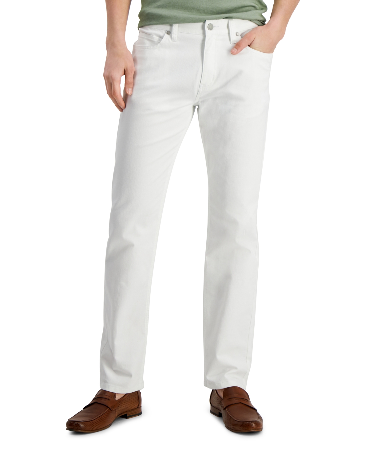 Shop Alfani Men's Five-pocket Straight-fit Twill Pants, Created For Macy's In Bright White