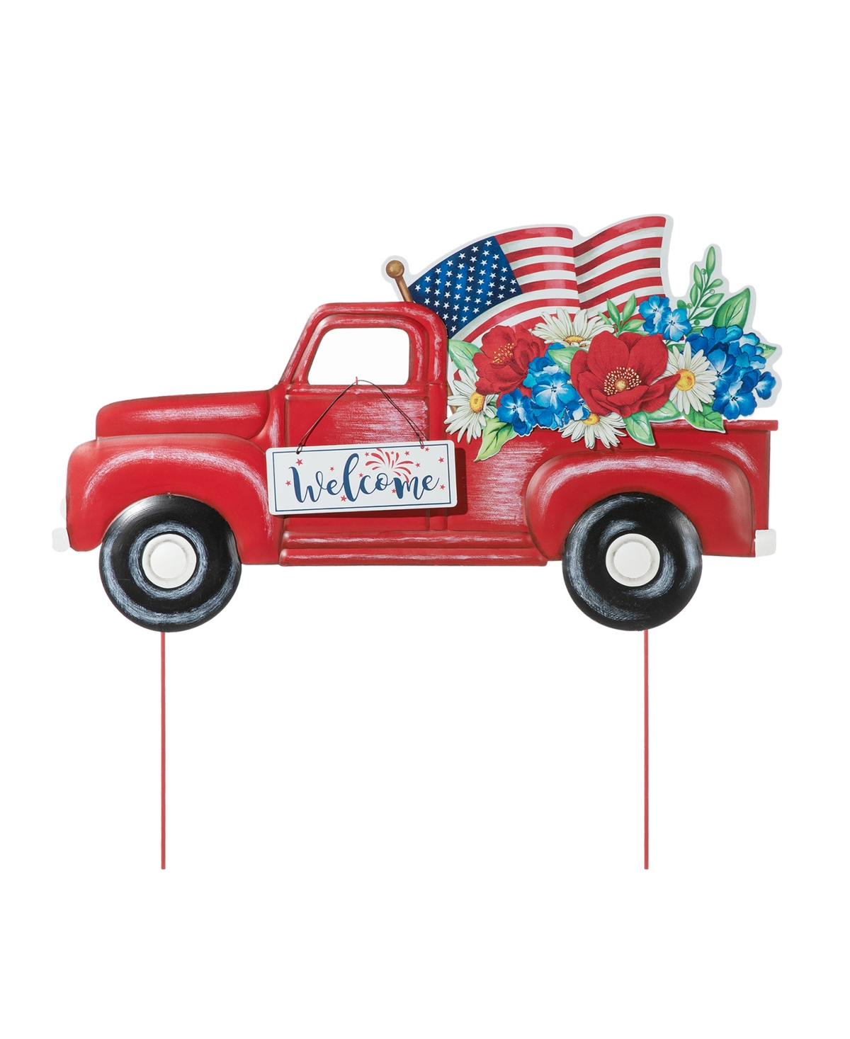 Glitzhome Metal Patriotic or Americana Truck Yard Stake or Wall Decor Kd, Two Function,