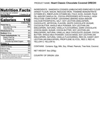 Valentine's Day Heart Classic Belgian Chocolate Oreo Cookies, 12 Piece