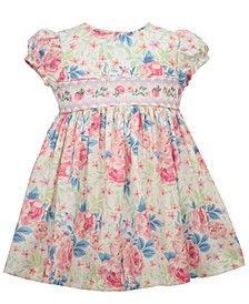Baby Girls Short Sleeved Floral Poplin Dress with Panty
