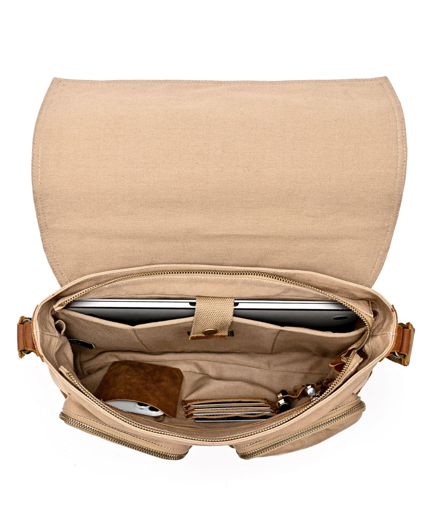 Женская сумка TSD BRAND Valley Oak Canvas Messenger, цвет: Хаки — фото 2