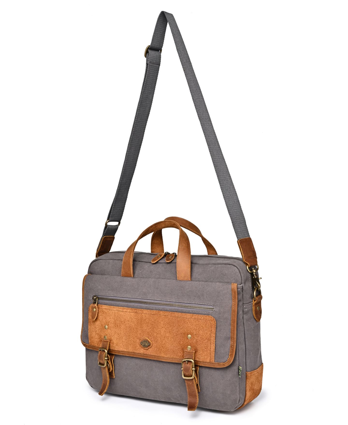 Женские портфели TSD BRAND Valley Oak Canvas Brief Bag, цвет: Серый — фото 3