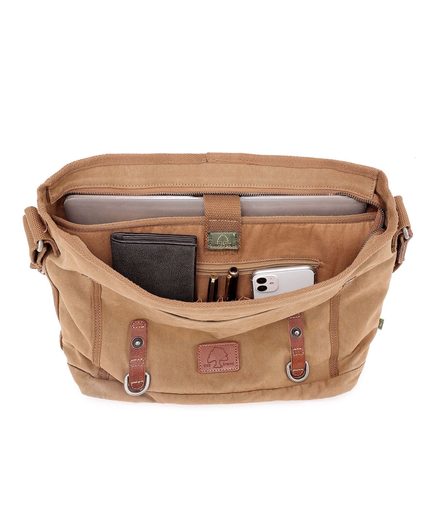 Женская сумка TSD BRAND Forest Canvas Messenger, цвет: Хаки — фото 5
