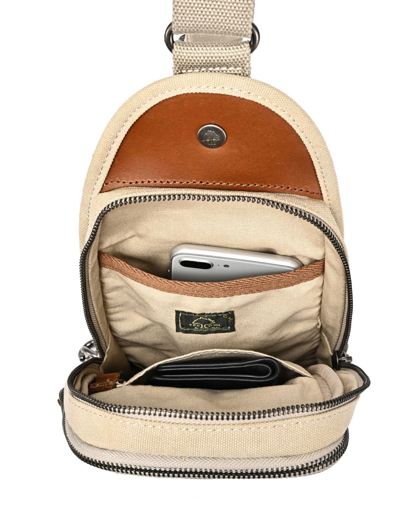 Женская сумка TSD BRAND Canna Canvas Sling, цвет: Бежевый — фото 2