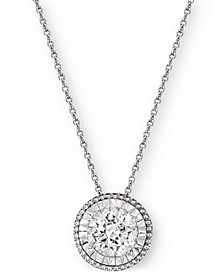 Diamond Milgrain Bezel Solitaire 18" Pendant Necklace (1/2 ct. t.w.) in 14k White Gold