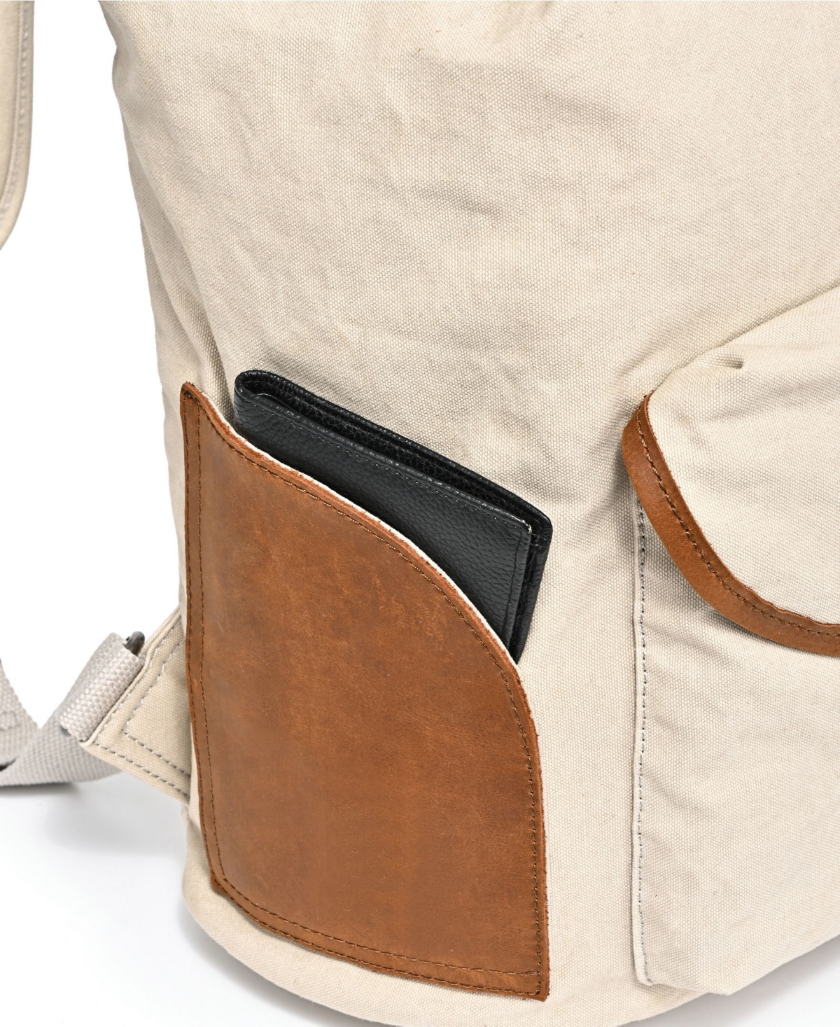 Tsd Brand Milo Canvas Backpack In Ivory