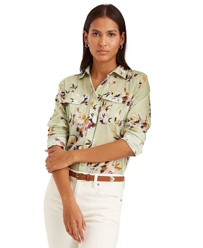 Lauren Ralph Lauren Floral Cotton Voile Shirt - Macy's