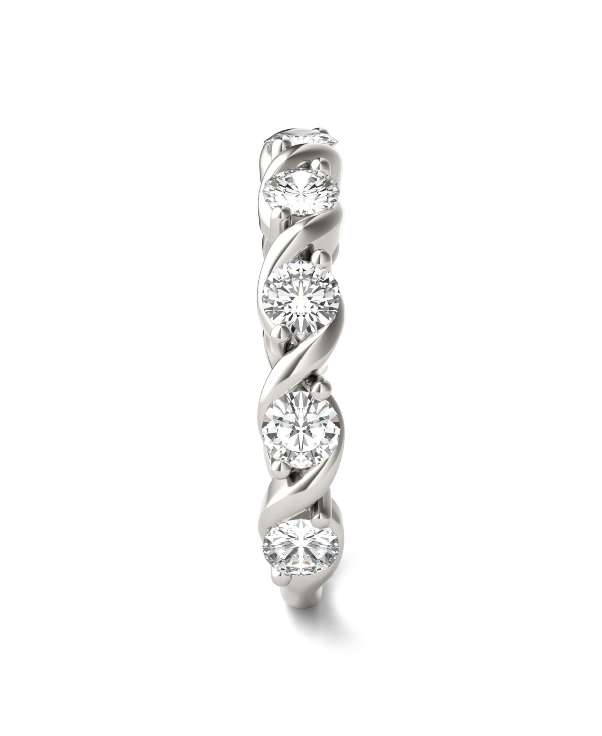 Moissanite Swirled Anniversary Band Ring (9/10 Carat Total Weight Diamond Equivalent) in 14K- White Gold