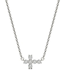 Moissanite Fixed Cross Necklace (1/5 Carat Total Weight Certified Diamond Equivalent) in 14K White Gold