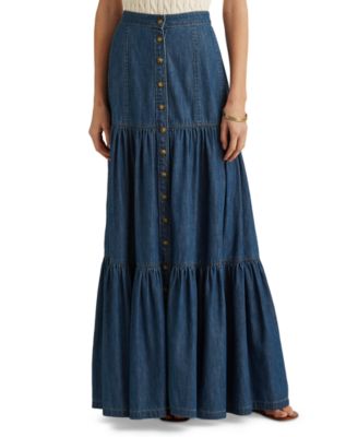 Lauren Ralph Lauren Denim Tiered Maxi Skirt Macy s