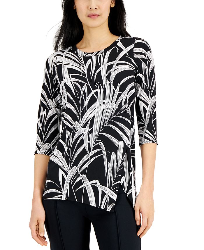 Alfani Women's Printed Asymmetrical Tunic, Created for Macy's Macy's