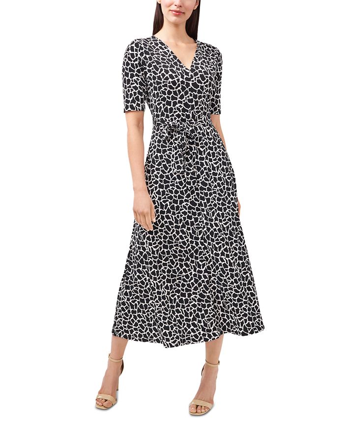 MSK Printed Belted Fit & Flare Dress - Macy's