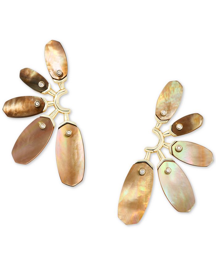 Kendra Scott 14k Gold Plated Pav Gemstone Half Flower Statement