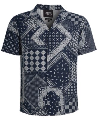 Native Youth - Men's Bandana Tile Print Short-Sleeve Shirt