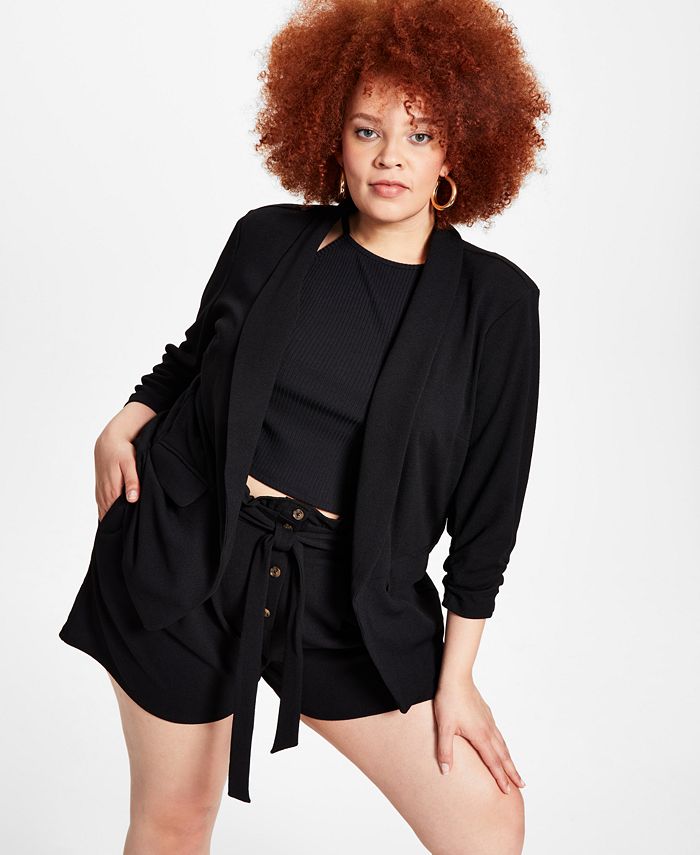 Red plus clearance size boyfriend blazer