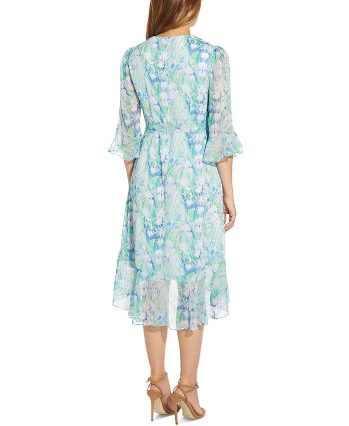 Adrianna Papell Floral-Print Wrap-Style Cocktail Dress - Macy's