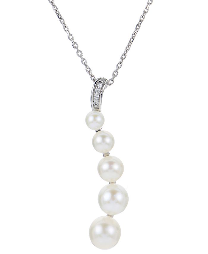 Macy's Cultured Freshwater Pearl (3-1/2 - 7-1/2mm) & White Topaz ...