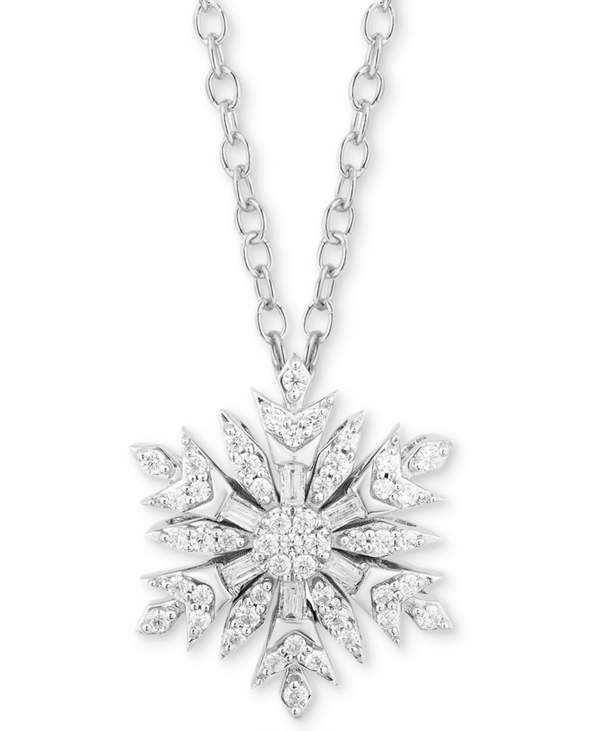 Enchanted Disney Fine Jewelry Diamond Elsa Snowflake Pendant Necklace (1/4 ct. t.w.) in Sterling Silver, 16" + 2" extender