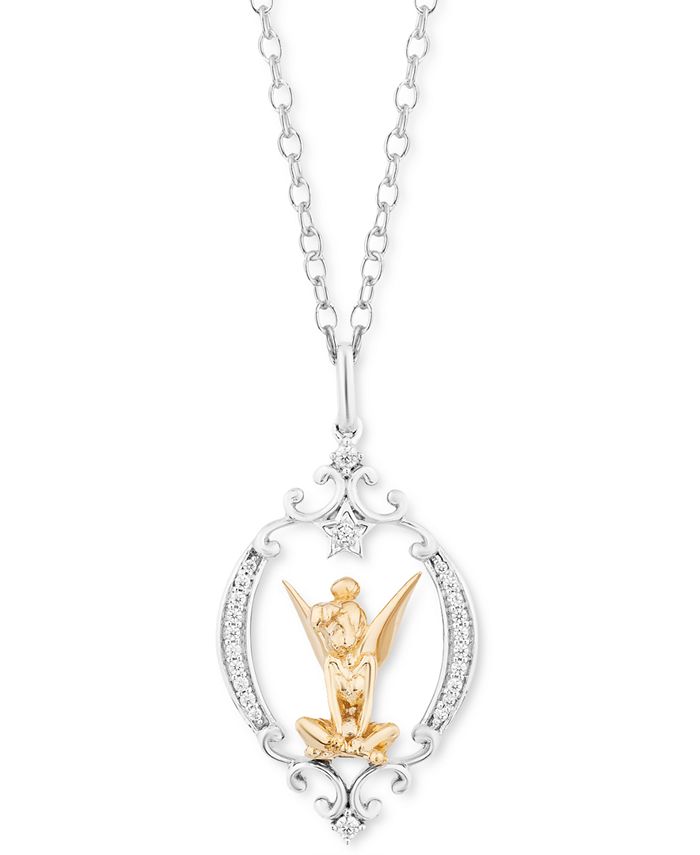 Enchanted Disney Fine Jewelry Diamond Tinker Bell Pendant Necklace (1/