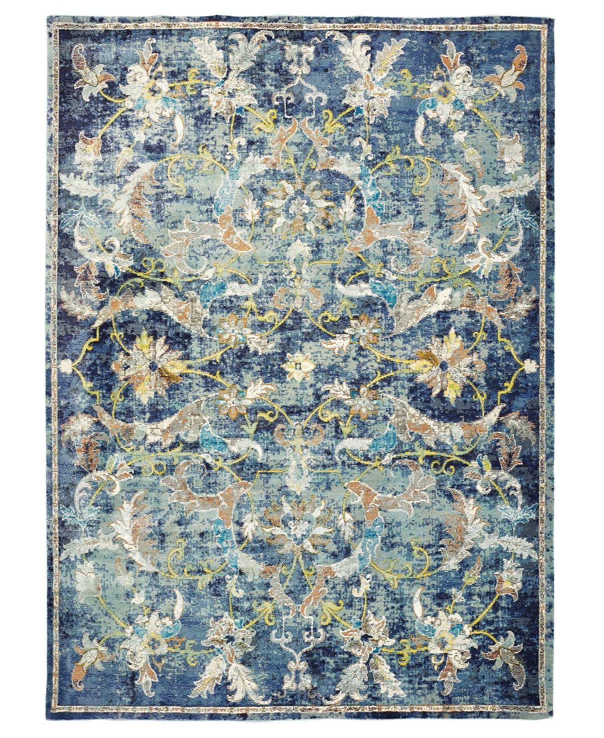 Lr Home Opulent Jacobean 5' X 8' Area Rug In Blue,ivory