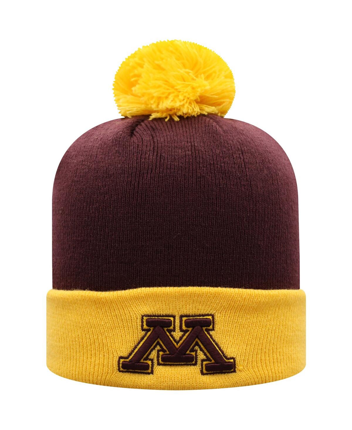 Top Of The World Men's  Maroon, Gold Minnesota Golden Gophers Core 2-tone Cuffed Knit Hat With Pom In Maroon,gold