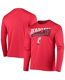 Men's Red Cincinnati Bearcats Wordmark Slash Long Sleeve T-shirt