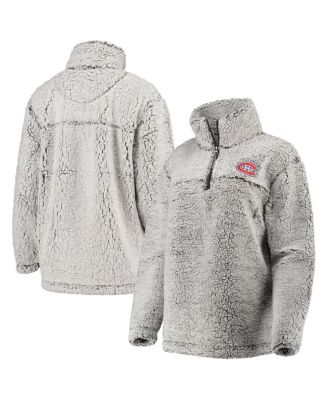 Women's Gray Montreal Canadiens Sherpa Quarter-Zip Pullover Jacket
