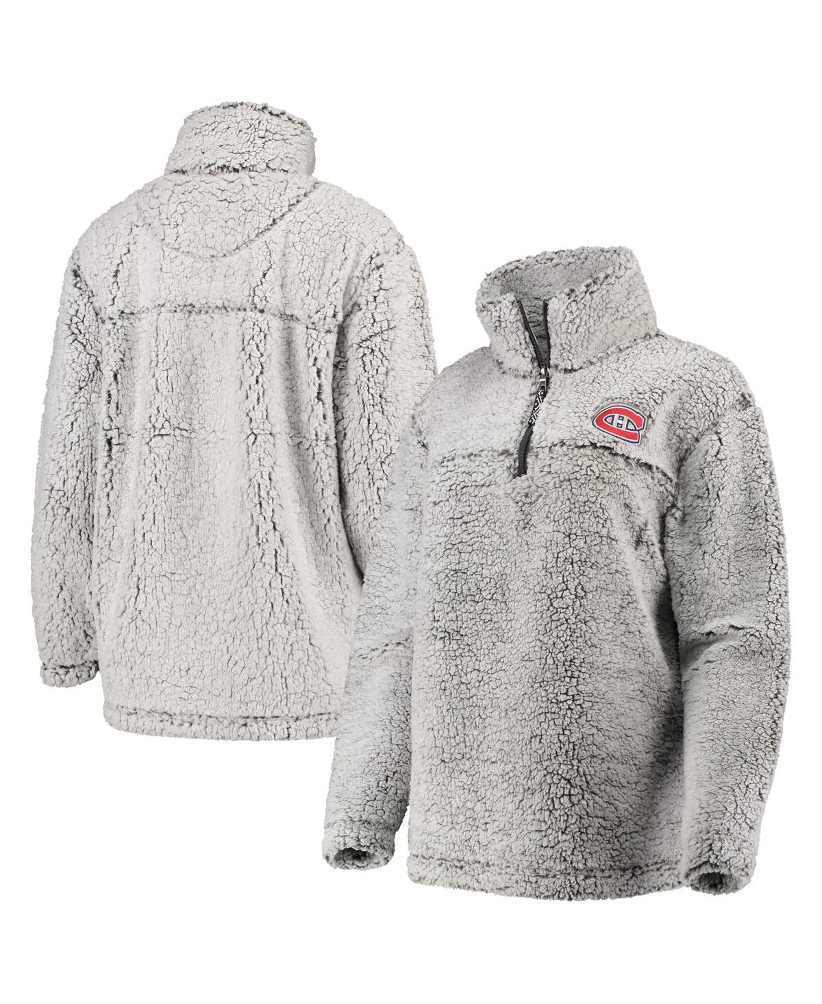 Women's G-iii 4Her by Carl BanksMontreal Canadiens Sherpa Quarter-Zip Pullover Jacket - Gray