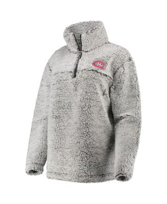 Women's Gray Montreal Canadiens Sherpa Quarter-Zip Pullover Jacket