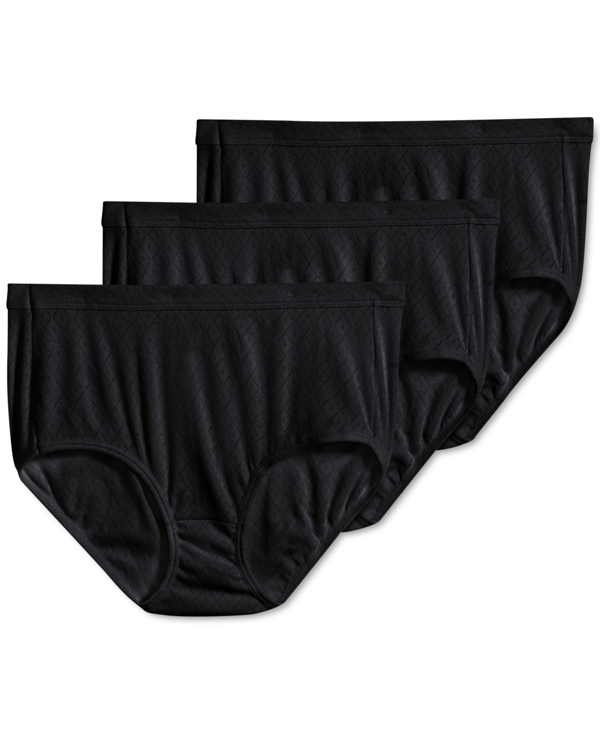 Elance Breathe Brief 3 Pack Underwear 1542, Extended Sizes - Black
