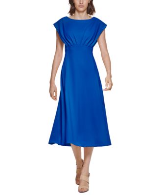 Calvin Klein Cap-Sleeve Midi Dress - Macy's