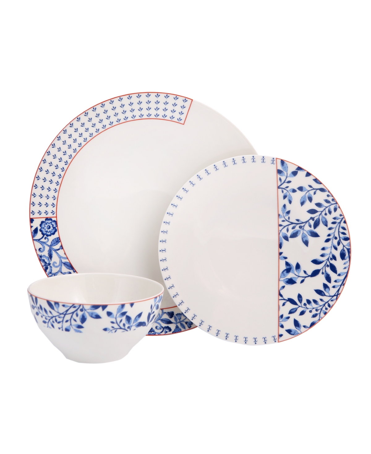 Folksy 3-Piece Place Setting Set - Blue and White