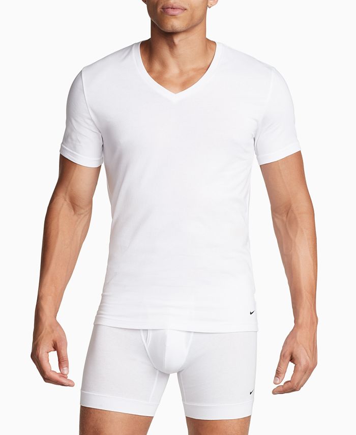 Nike Men's 2-Pk. Dri-FIT Essential Cotton Stretch V-Neck Shirt - Macy's