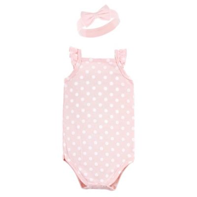 Baby Girls Hudson Sleeveless Bodysuit and Headband Set, Soft Pink Roses