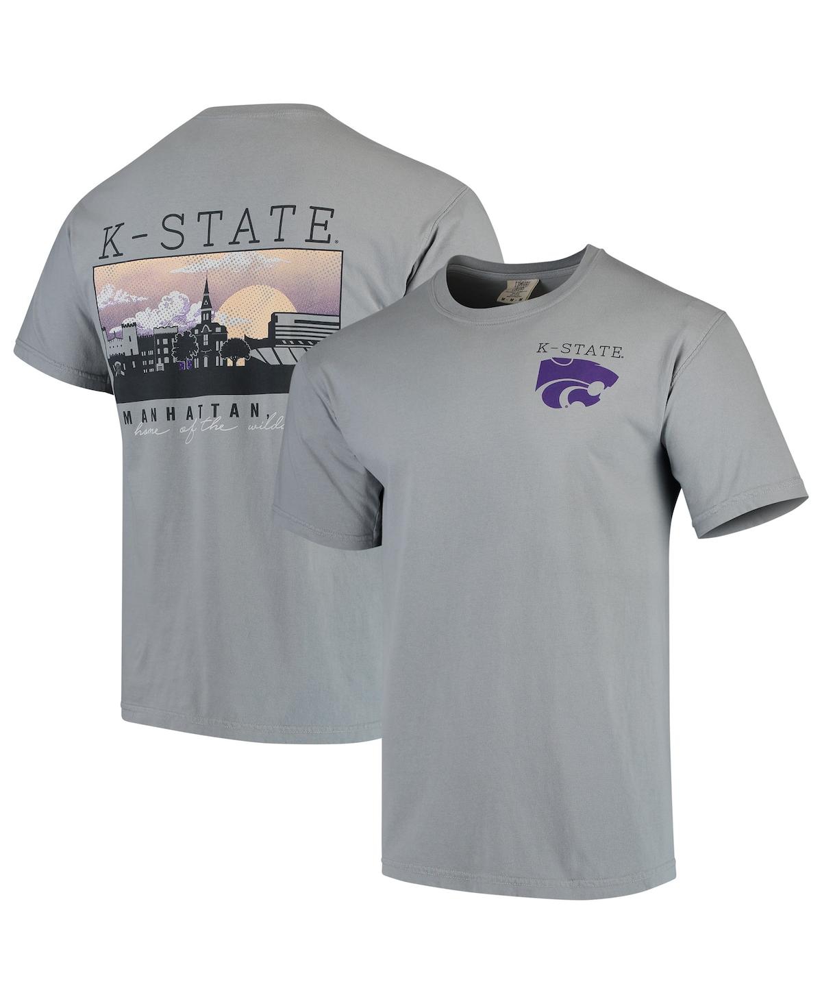 Men's Gray Kansas State Wildcats Team Comfort Colors Campus Scenery T-shirt - Gray