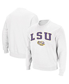 Men's White LSU Tigers Arch Logo Crew Neck Sweatshirt
