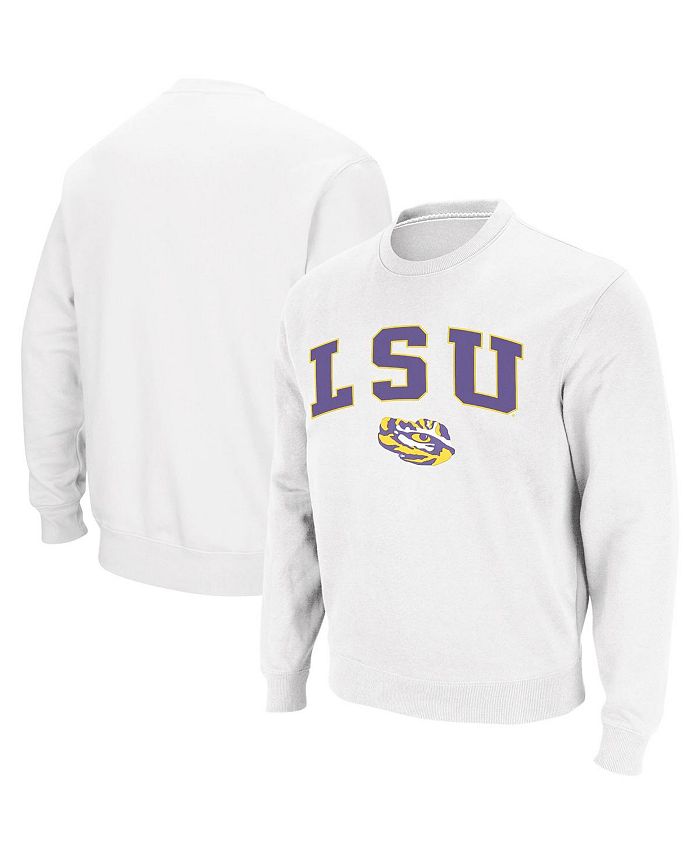 Colosseum Men's White LSU Tigers Arch Logo Crew Neck Sweatshirt - Macy's
