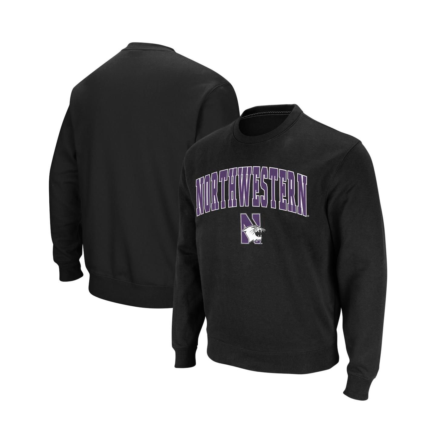 Мужская толстовка Colosseum Northwestern Wildcats Arch & Logo Crew Neck, цвет: Чёрный — фото 1