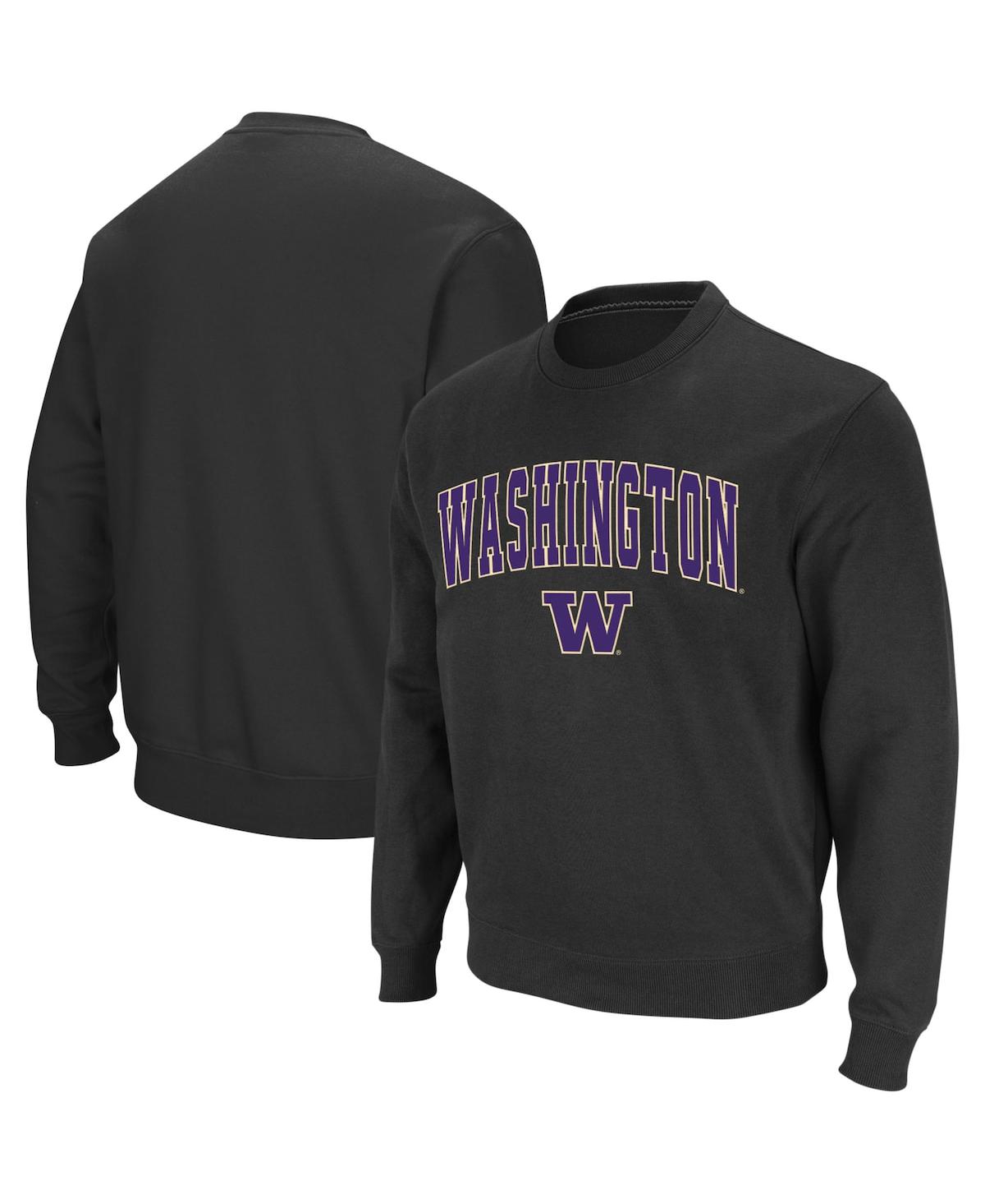 Colosseum Men's Washington State Cougars Arch And Logo Crew Neck Sweatshirt In Charcoal